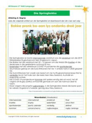 cover image of Grade 6 Afrikaans Begrip: Springbokke